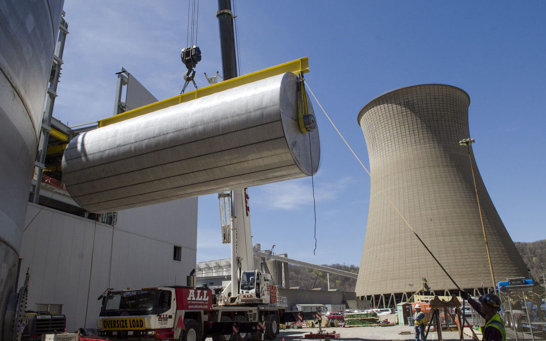 All Erection uses an All Terrain crane to hoist 20-ton drum at Bruce Mansfield Power
