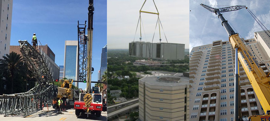 Florida Mechanical Crane Rental set 18,000 pound HVAC unit in Jacksonville