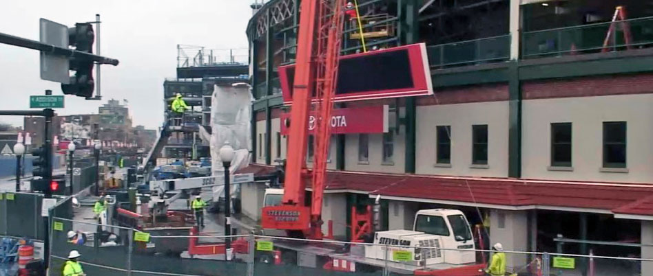 Marquee Installation: Stevenson Crane Plays a Part In Baseball History