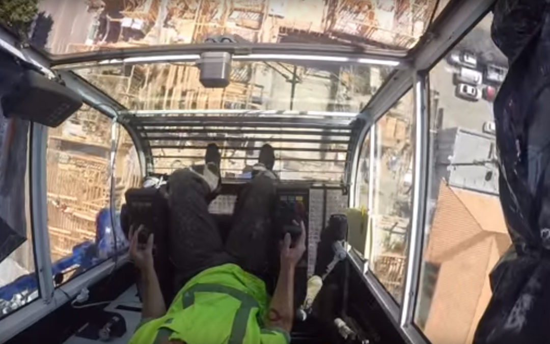 1 minute video of the day in the life of a tower crane operator Los Angeles