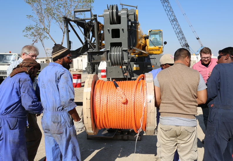 A Grove RT880E is the 1st crane fitted with Samson K-100 hoist rope in the Middle East