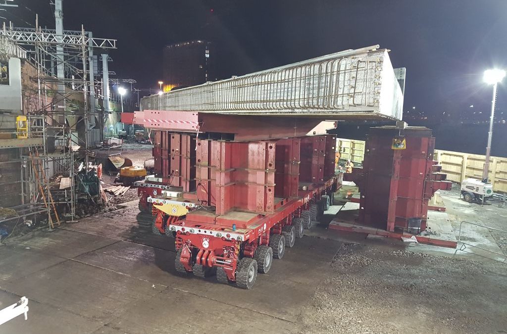 ALE Heavy Lift successfully installed 700t bridge using 30 axle lines of SPMT in a 6 file 10 configuration