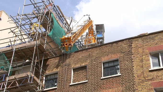 Tower crane collapses and bends in half in London