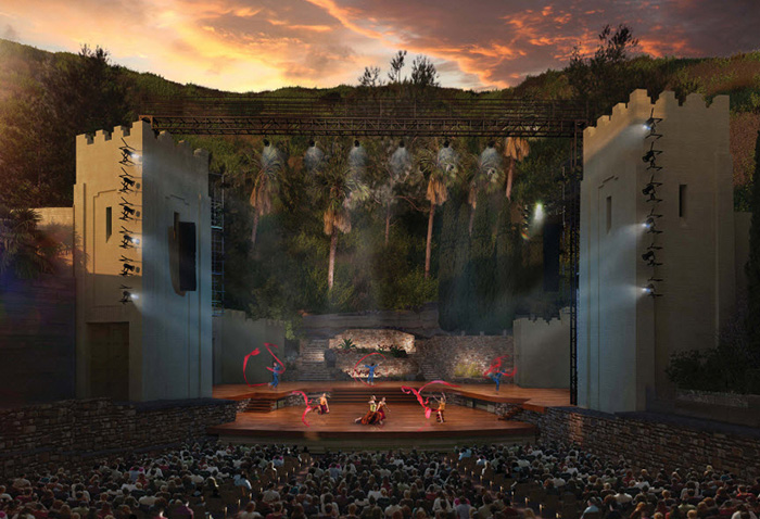 Vids/Pics include Bigge Crane’s Liebherr LR 1250 crawler working at $66M Ford amphitheater renovation in LA