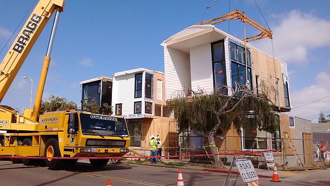 Bragg Crane sets prefab housing with a Grove All Terrain Crane in Southern California