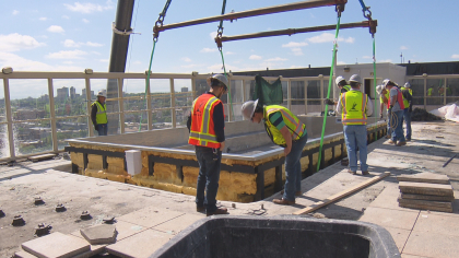 RMS Cranes supplies All Terrain crane for $1,000,000 pool upgrade at the Warwick Hotel in Denver