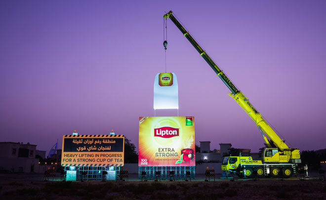 Only in Dubai, will you find heavy lifting in progress for a strong cup of tea