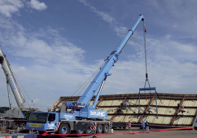 Taylor Crane and Rigging handles clean up after storms in Kansas.
