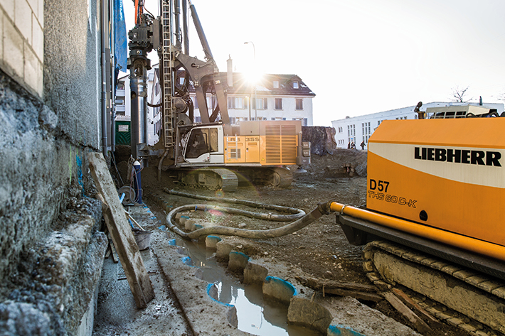 Liebherr piling and drilling rig LRB 355 on Swiss construction site