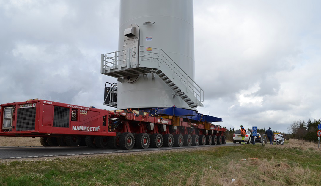 MAMMOET WIND RECORD-BREAKING TRANSPORT OF TURBINE TOWER SECTION