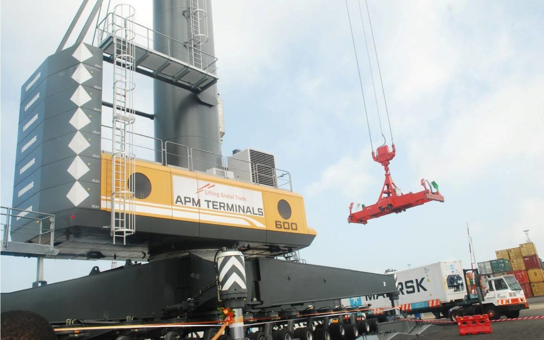 Two new Liebherr LHM 600 Port Cranes for APM Terminals Port in West African nation.