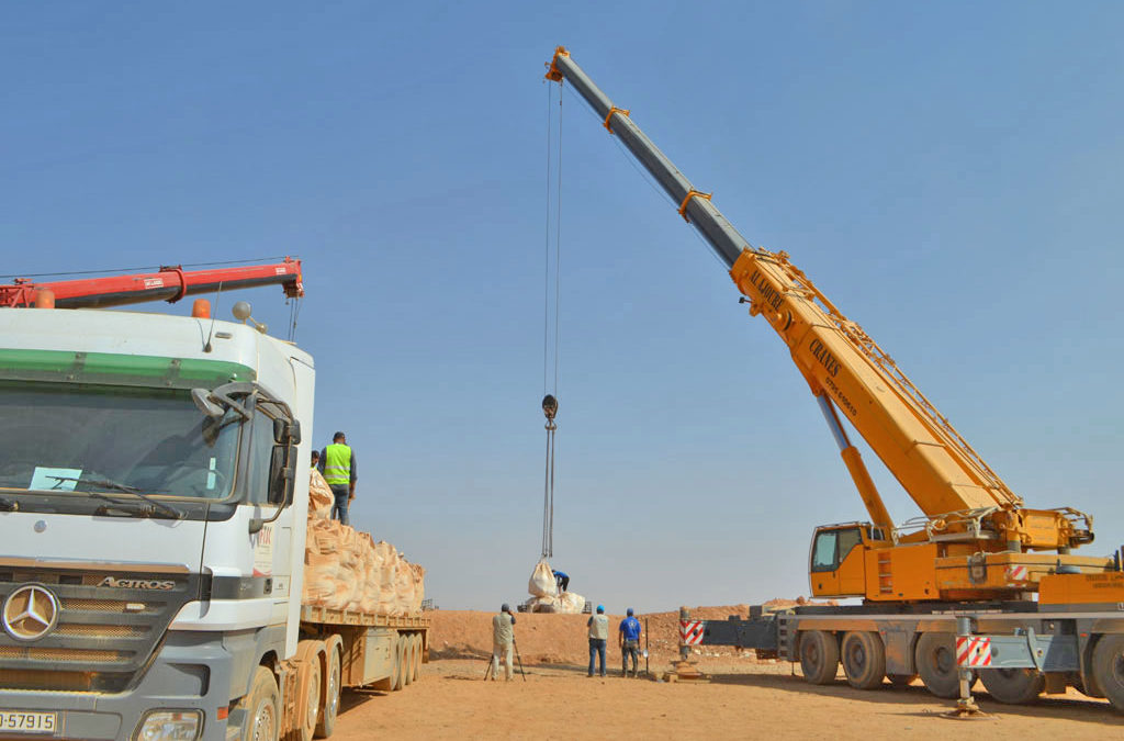 Ajoure Cranes Liebherr LTM 1200-5.1 delivered life saving aid to stranded Syrians across the Jordanian border