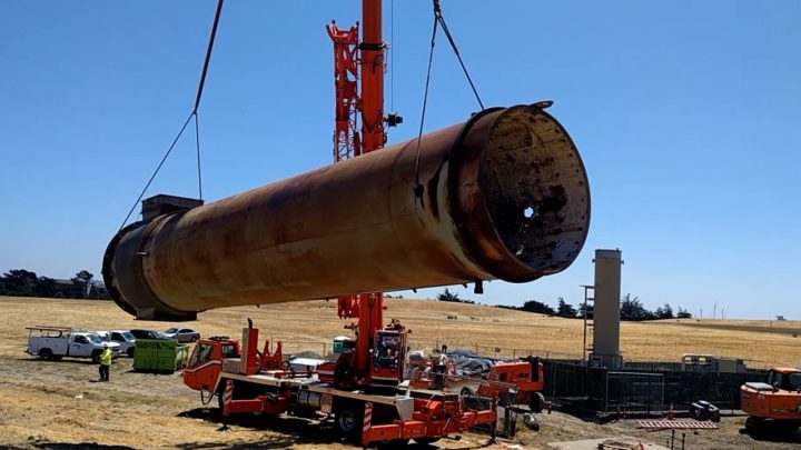 Hatton Crane Service removes old flare station in Berkeley, CA