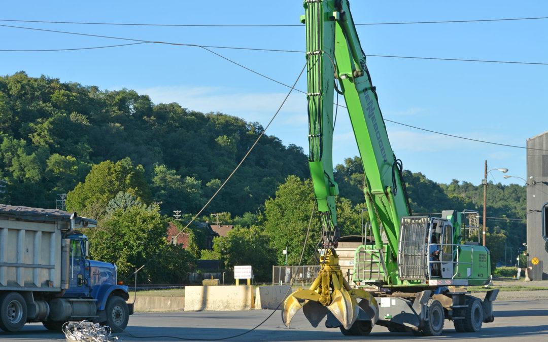 Sennebogen 835 Material Handler strikes power line is PA