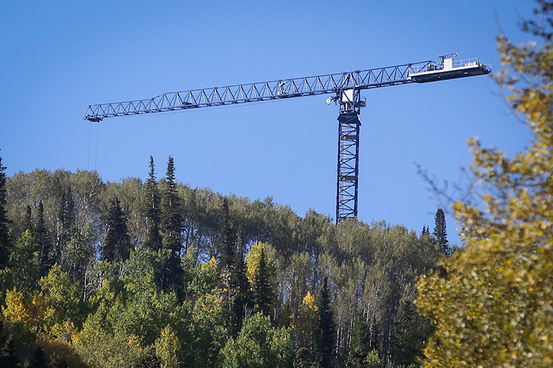 A Flat Top Tower Crane is erected in Deer Valley, UT