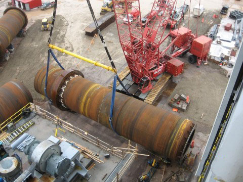 Guay Inc. used two Manitowoc crawler cranes during installation of a six-section clinker kiln