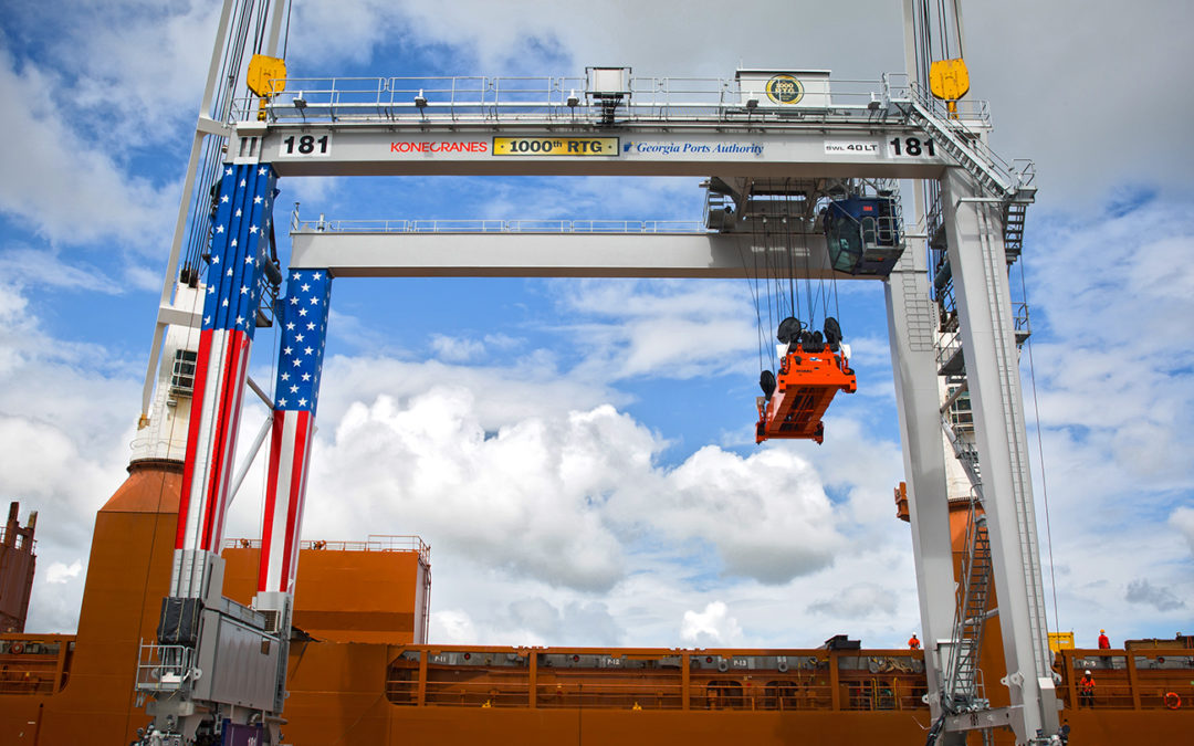 Konecranes and the Georgia Ports Authority celebrate Konecranes 1000th Rubber Tired Gantry Crane