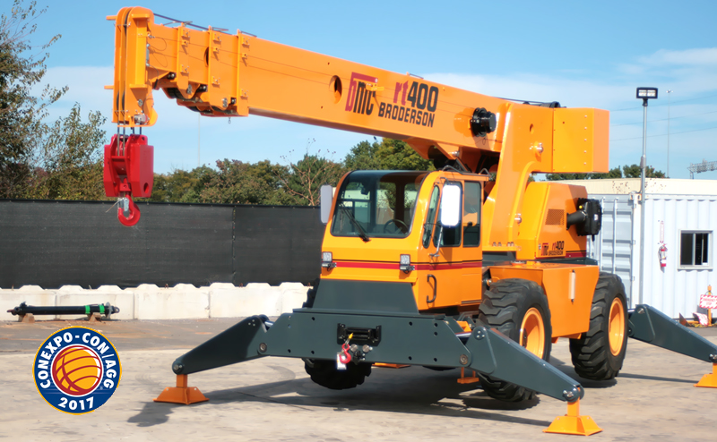Broderson to introduce 2 new down cab RT cranes at CONEXPO-CON/AGG 2017 in Las Vegas, Nevada.