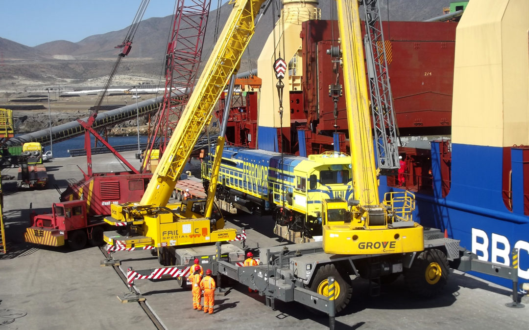 A trio of Grove rough-terrain cranes improve efficiency at Chilean pellet plant