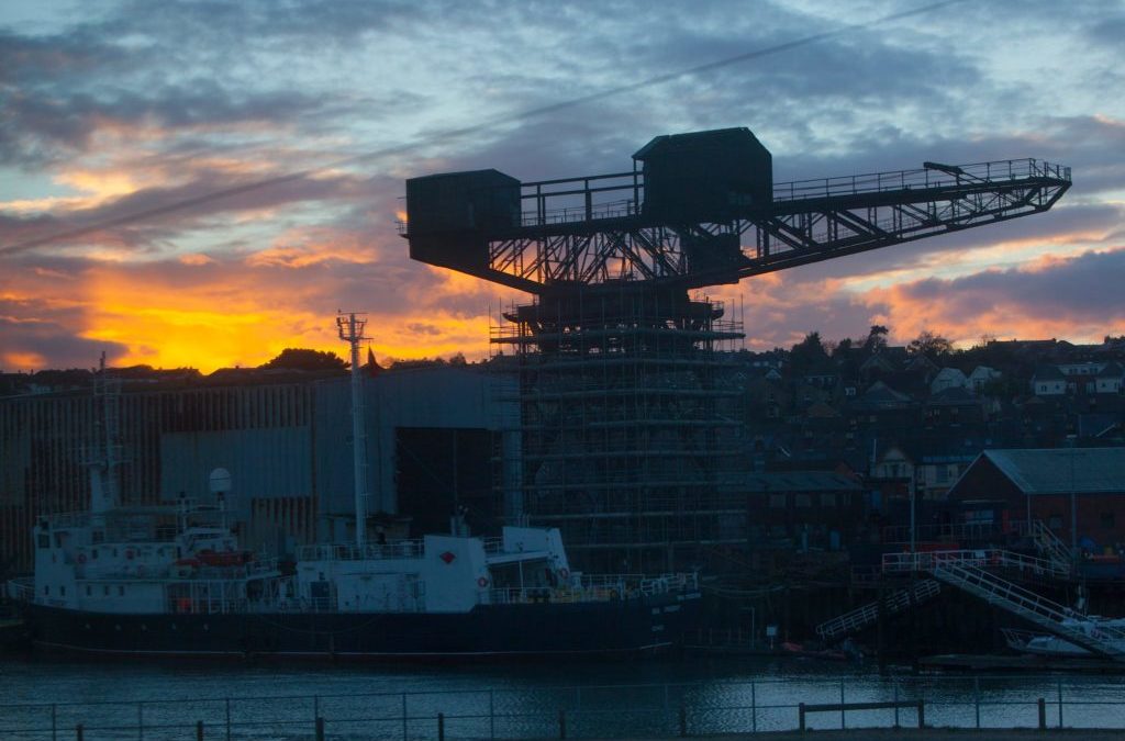 Iconic Isle of Wight’s Cowes Shipyard Crane built in 1912 is undergoing renovation