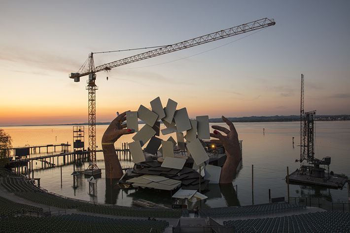 Two Liebherr tower cranes erect amazing stage for the upcoming Bregenz Festival in Austria