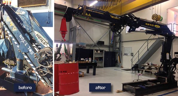 A Heila Crane on board the vessel SVITZER IJMUIDEN gets refurbished by Heila