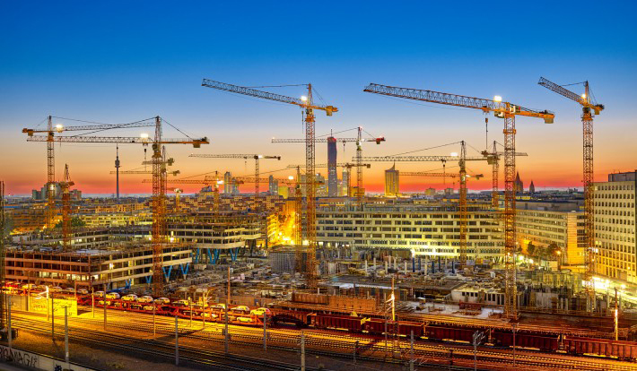 Around 20 Liebherr EC-H and EC-B tower cranes are in action in Vienna, Austria