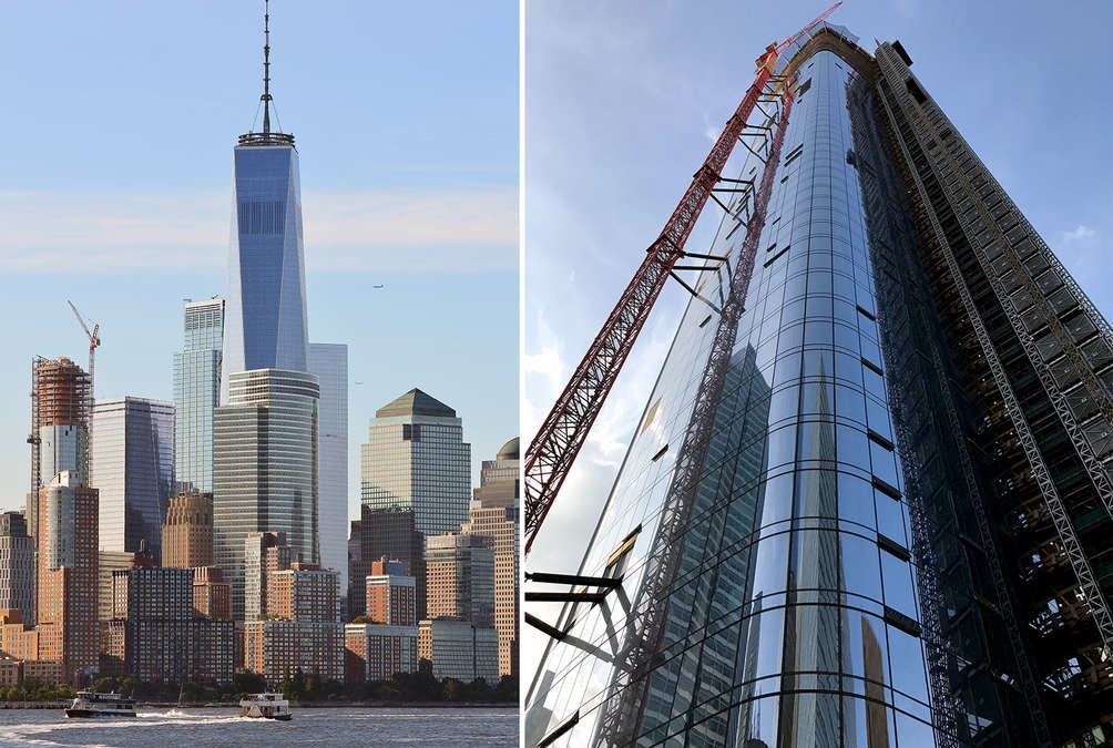 A Wolffkran luffing jib tower crane is coming down in #NYC as completion is imminent @ 111 Murray Street, Tribeca