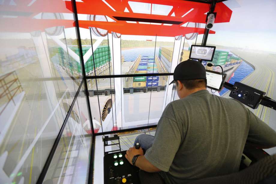 Simulators at The West Gulf Maritime Association give new crane operators experience in the cab