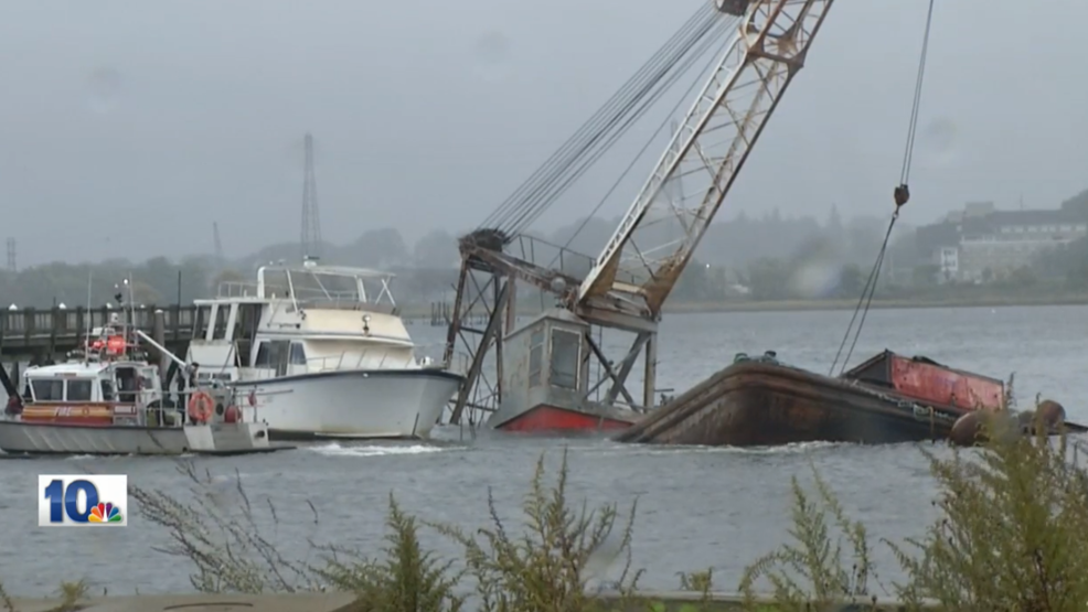 Sunken Barge Crane faces legal action if not removed Providence, RI