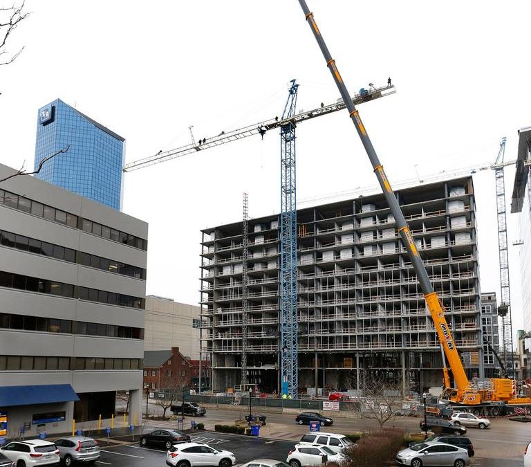 Maxim Crane removes tower crane in Lexington, KY with an All Terrain