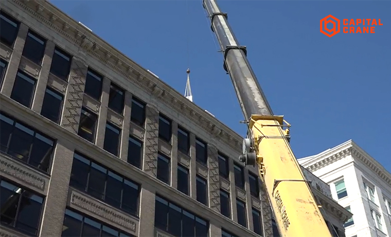 Capital Crane, LLC goes with a Grove GMK5275 AT Crane to set HVAC units in Topeka, KS