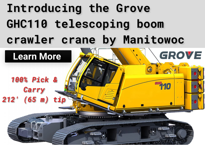 The Manitowoc Group released the NEW Grove 110-ton Telescoping Crawler Crane Model GHC110
