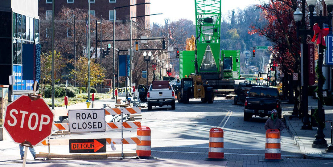 Check out the impressive Clark Crane Liebherr LR 1300.1 SX working in Downtown  Knoxville, TN